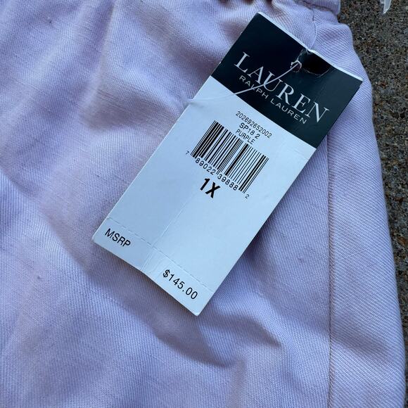 LAUREN Ralph Lauren Purple Handkerchief Hem Linen Blend Elastic Waist Skirt 1X - Picture 4 of 10
